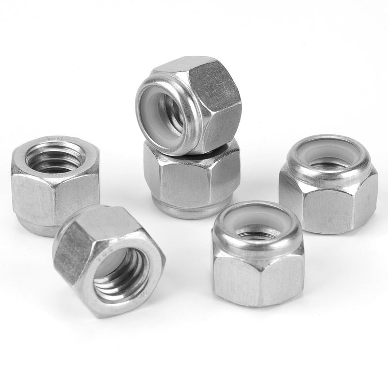 Vmuter 100 Pack 1/4"-20 Inch Lock Nuts, 304 (A2-70) Stainless Steel Nylon Insert Locknuts,Standard Inch Thread Nylock Nuts - Image 1